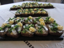 Sprat bread made of handmade bread Sprat bread made of handmade bread